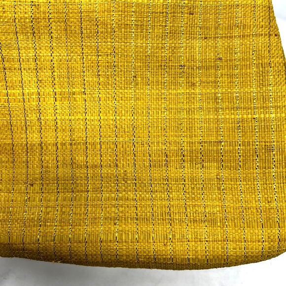 NWOT Anthropologie Mar Y Sol Straw Clutch Purse Yellow w/ Gold Thread +Wood - Picture 7 of 9